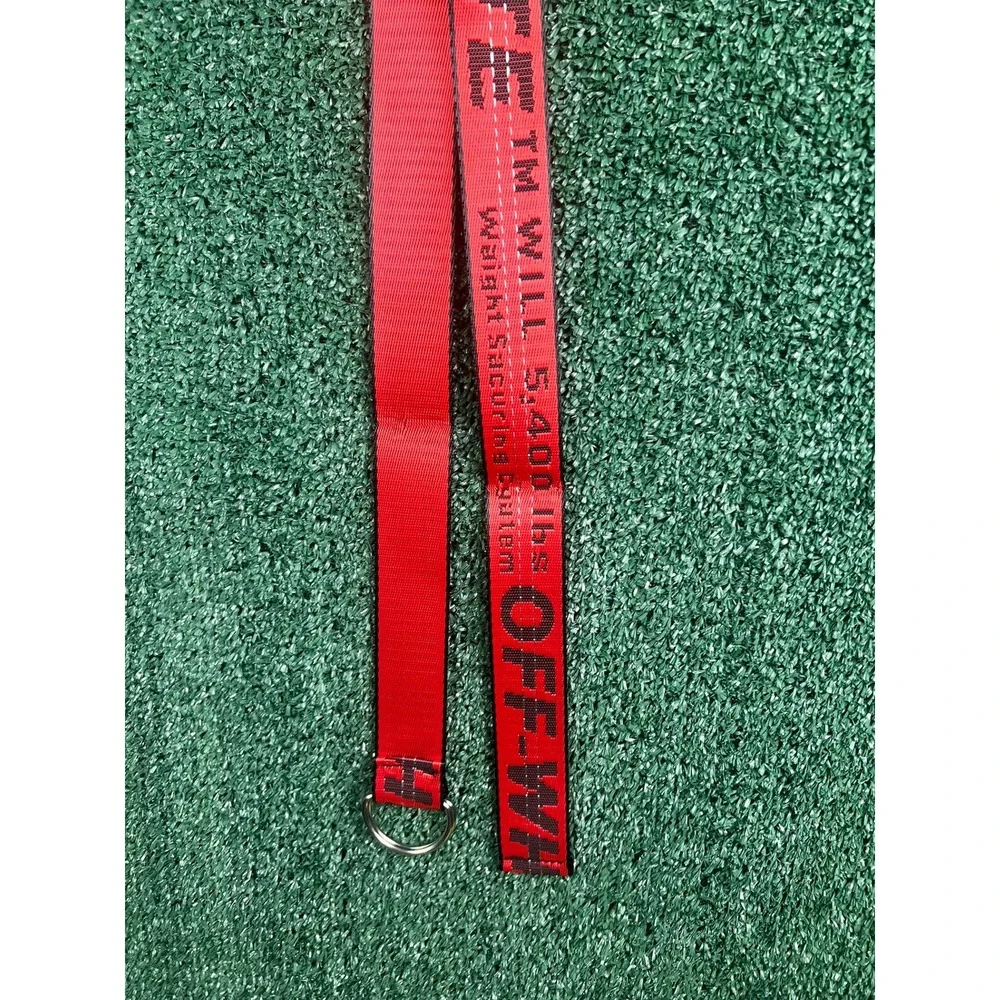 Off-White Industrial Belt Red Black Logo Webbing D-Ring Streetwear Accessory